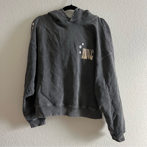 Anine Bing Tops - ANINE BING Letter Print Floral Round Neck Hoodie